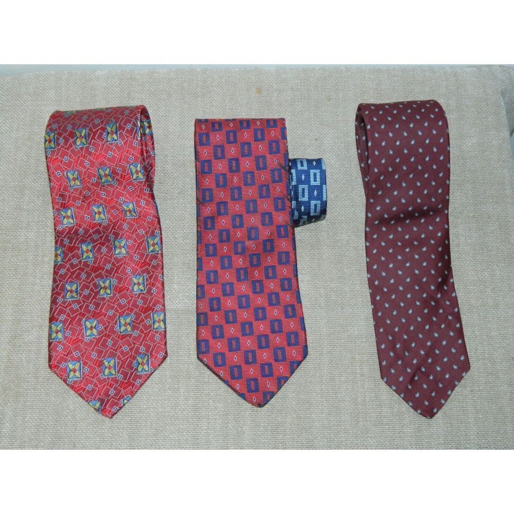 Lot 3 Neckties Robert Talbott Nordstrom Tommy Hilfiger Red Blue Geometric